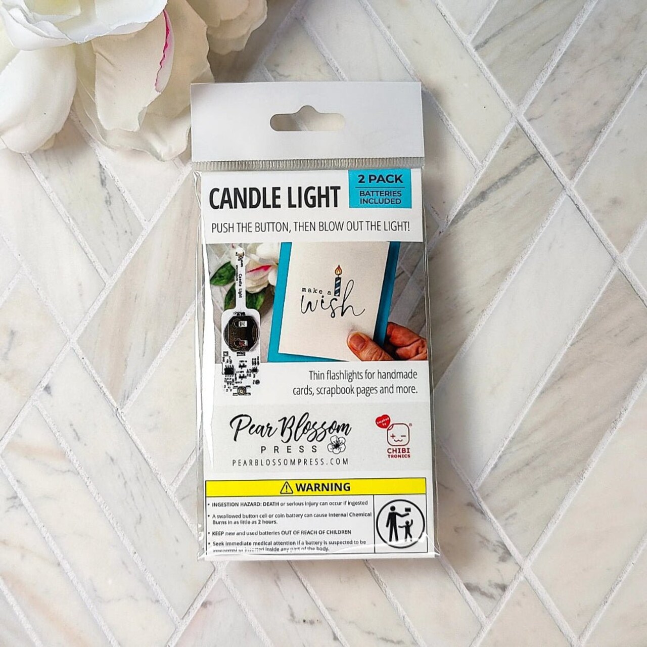 Candle Light by Pear Blossom Press - 2 pack LED Lights for Light Up Cards